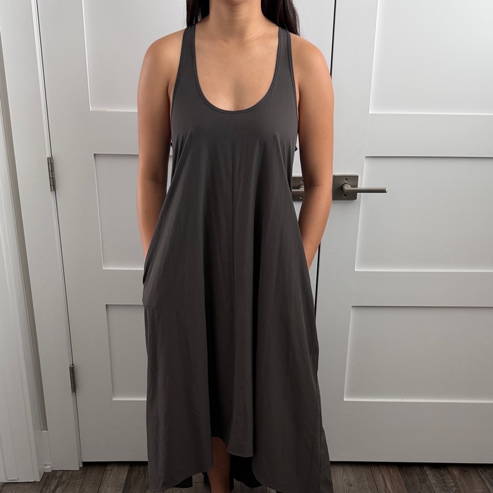 Sleeveless Scoop Neck A-line Dress High/Low - Charcoal by Athleta Size XS